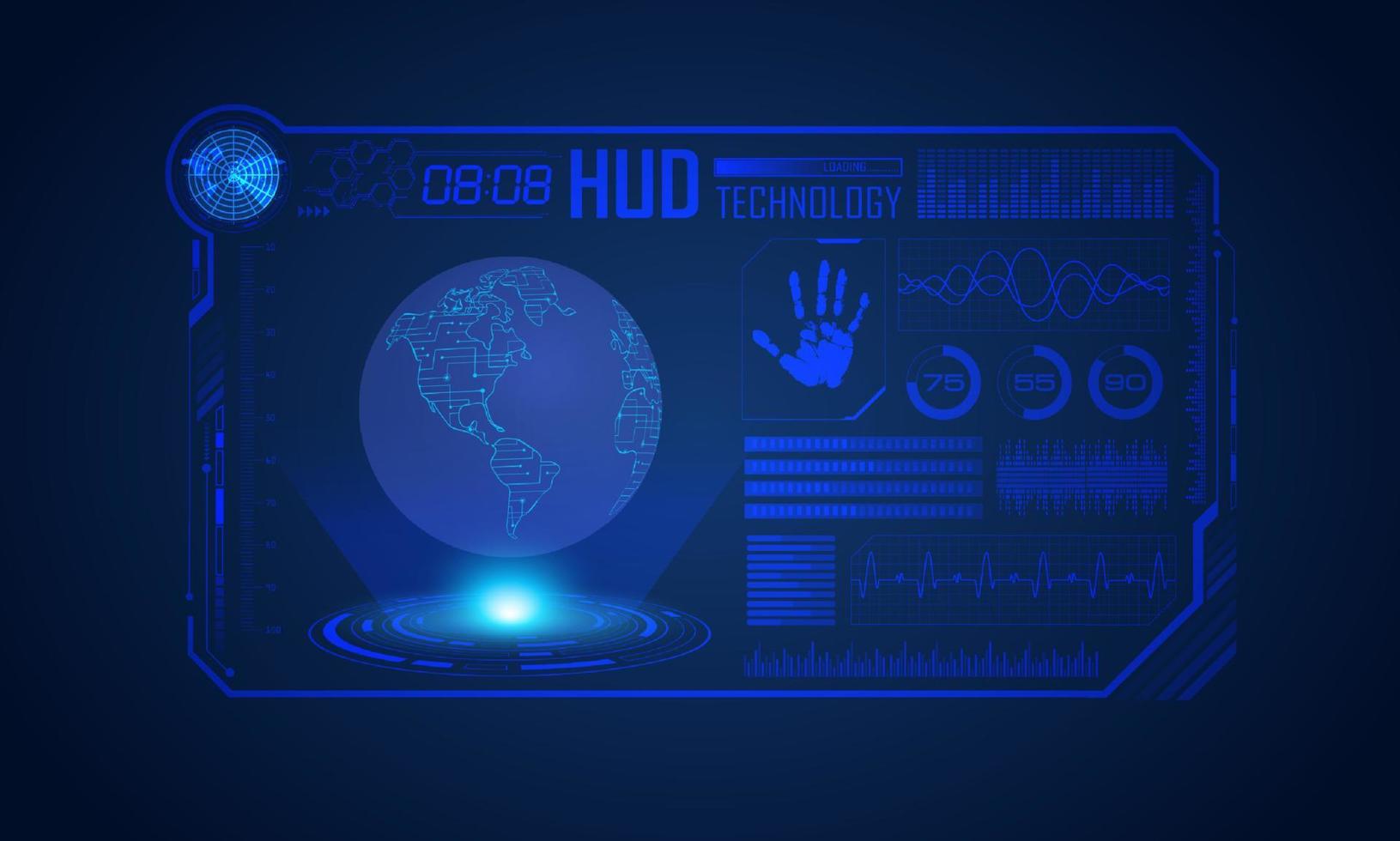 blauw modern hud technologie scherm achtergrond vector