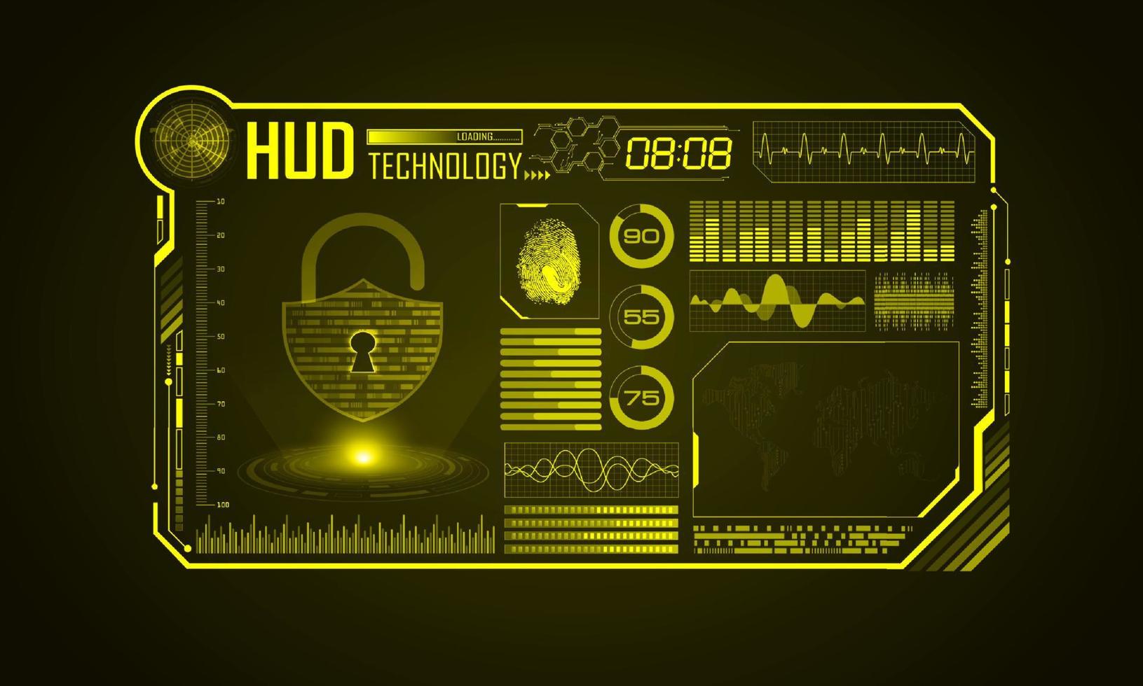 modern hud technologie scherm achtergrond met hangslot vector