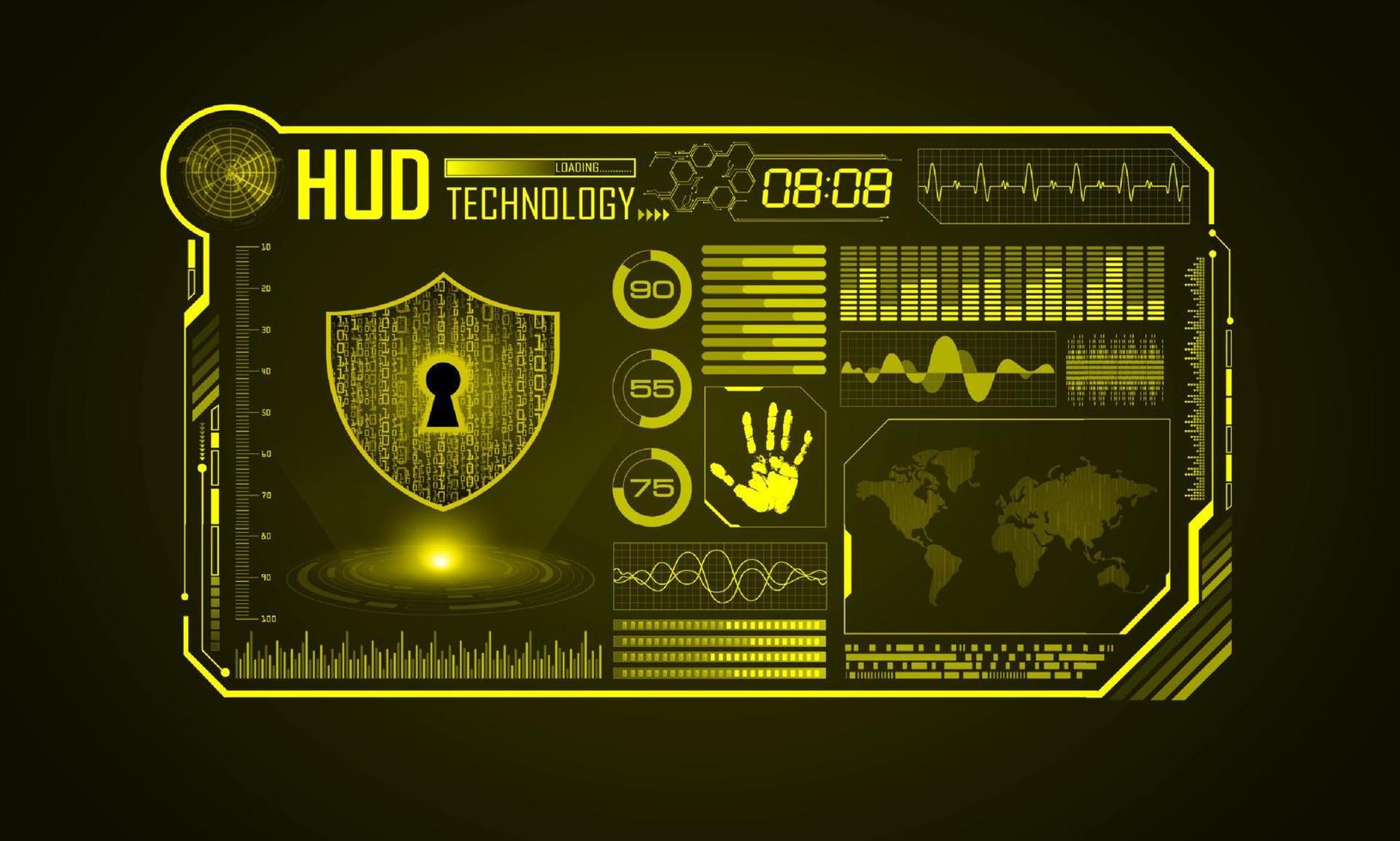 modern hud technologie scherm achtergrond met hangslot vector