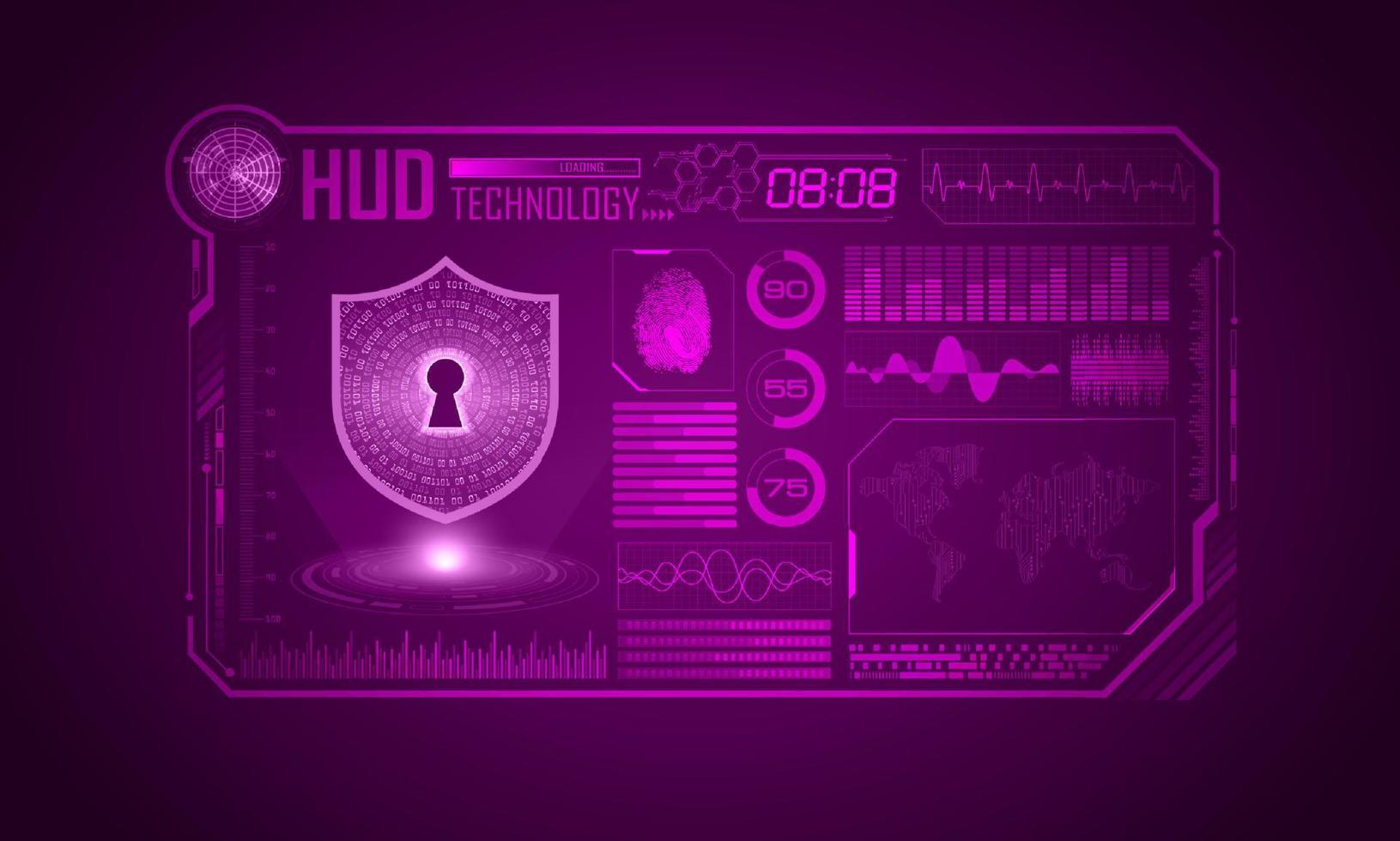 modern hud technologie scherm achtergrond met hangslot vector