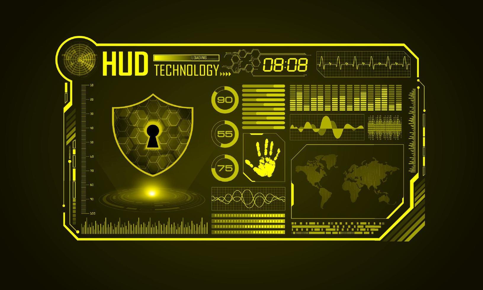 modern hud technologie scherm achtergrond met hangslot vector