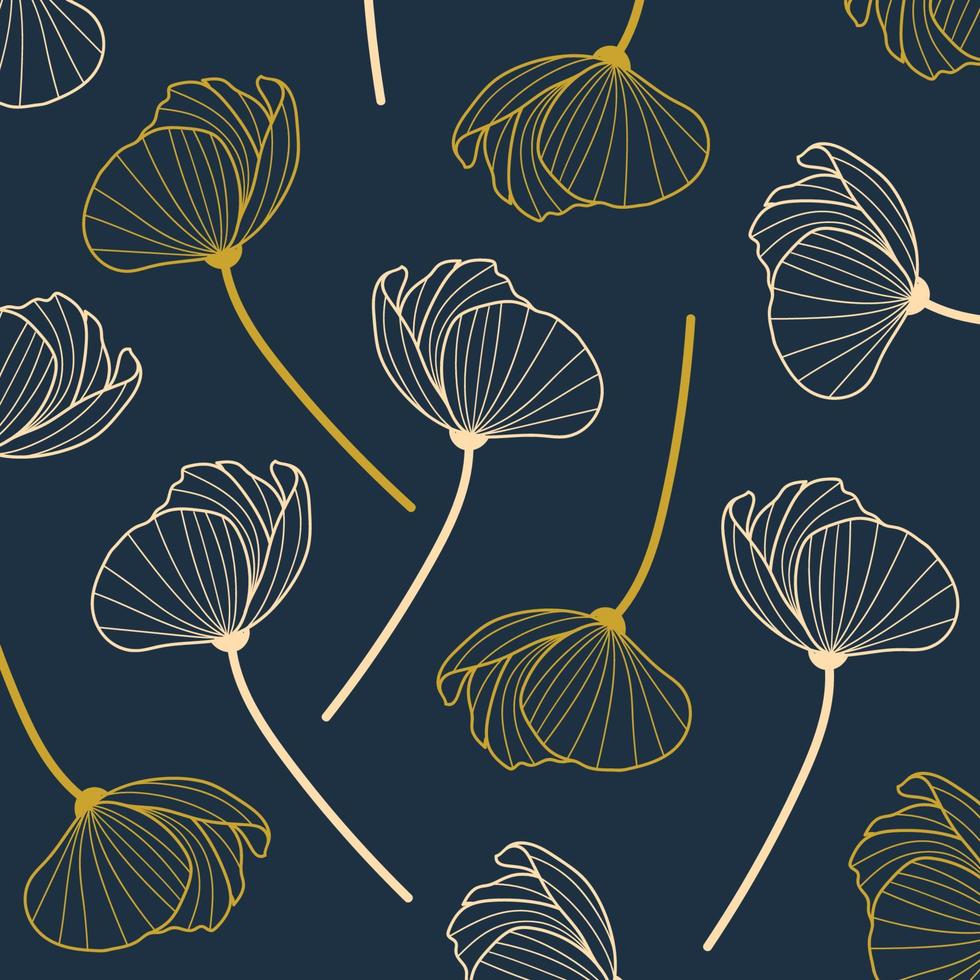 bloemen lijn kunst stijl naadloos patroon vector illustratie voor textiel en mode ontwerp. voorjaar botanisch afdrukken.