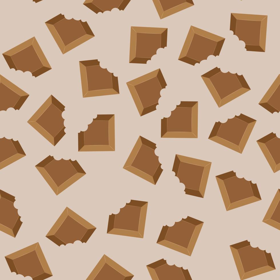 naadloos patroon met gebeten chocola Aan een licht beige achtergrond vector kunst illustratie