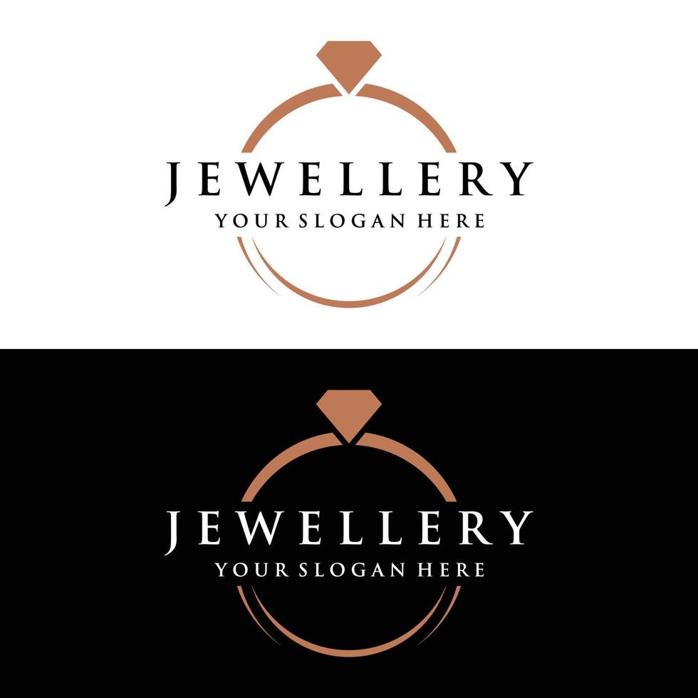 sieraden ring abstract logo sjabloon ontwerp met luxe diamanten of gems.isolated Aan zwart en wit achtergrond.logo kan worden voor sieraden merken en tekens. vector