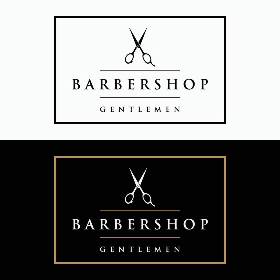 kapperszaak logo sjabloon in wijnoogst stijl met de concept van schaar, scheermes en andere tools.logo voor bedrijf, salon, etiket en kapperszaak. vector