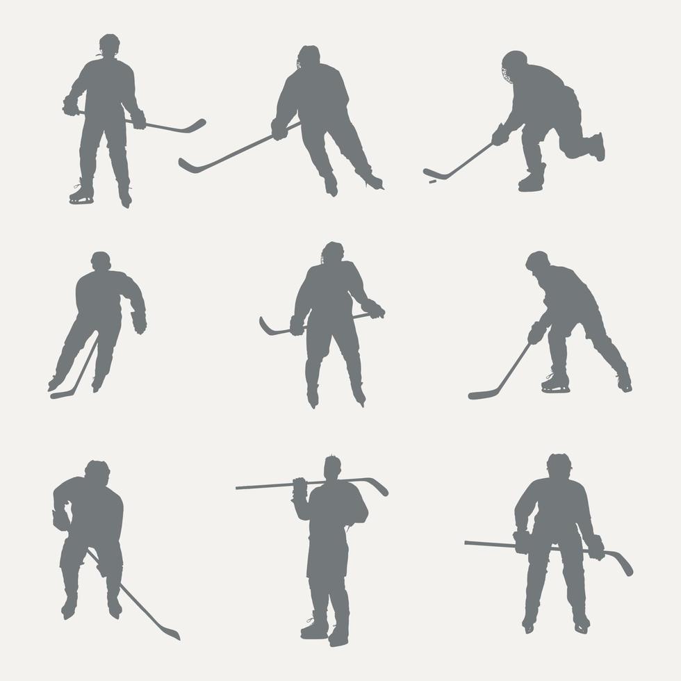 hockey speler silhouetten, hockey spelers silhouetten vector