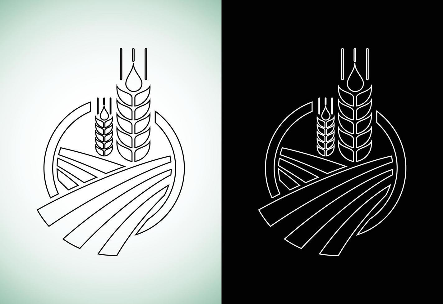 tarwe en veld- lijn kunst stijl icoon en logo. voor identiteit stijl van natuurlijk Product bedrijf en boerderij bedrijf. vector