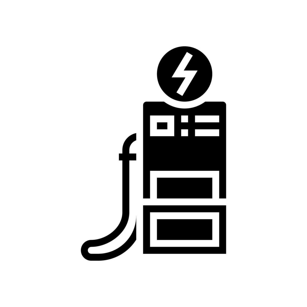 operator bijtanken auto, gas- station arbeider onderhoud glyph icoon vector illustratie