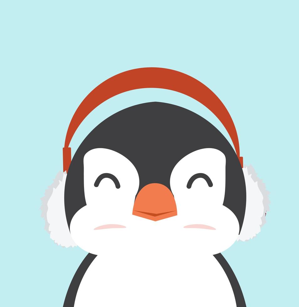 pinguïn met koptelefoon vector