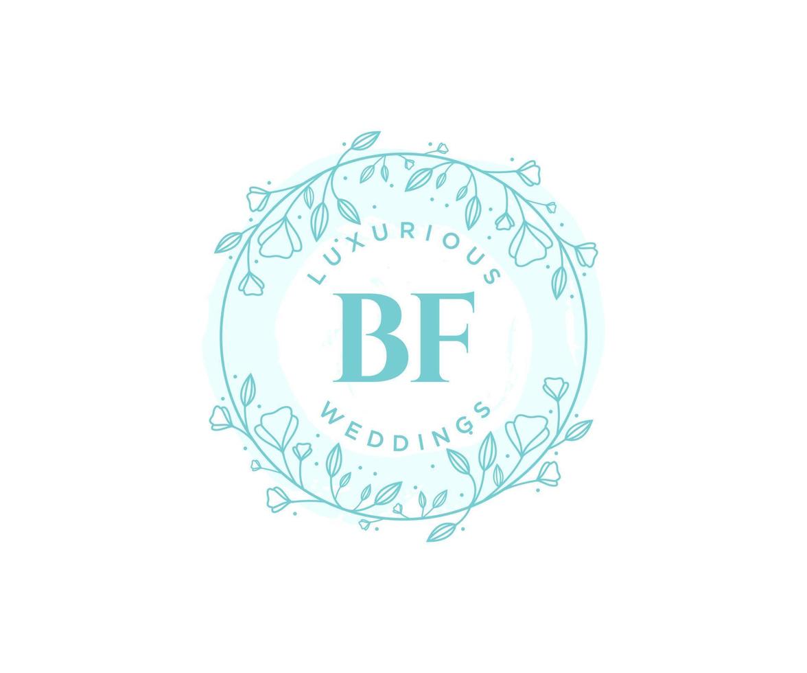 bf initialen brief bruiloft monogram logos sjabloon, hand- getrokken modern minimalistisch en bloemen Sjablonen voor uitnodiging kaarten, opslaan de datum, elegant identiteit. vector