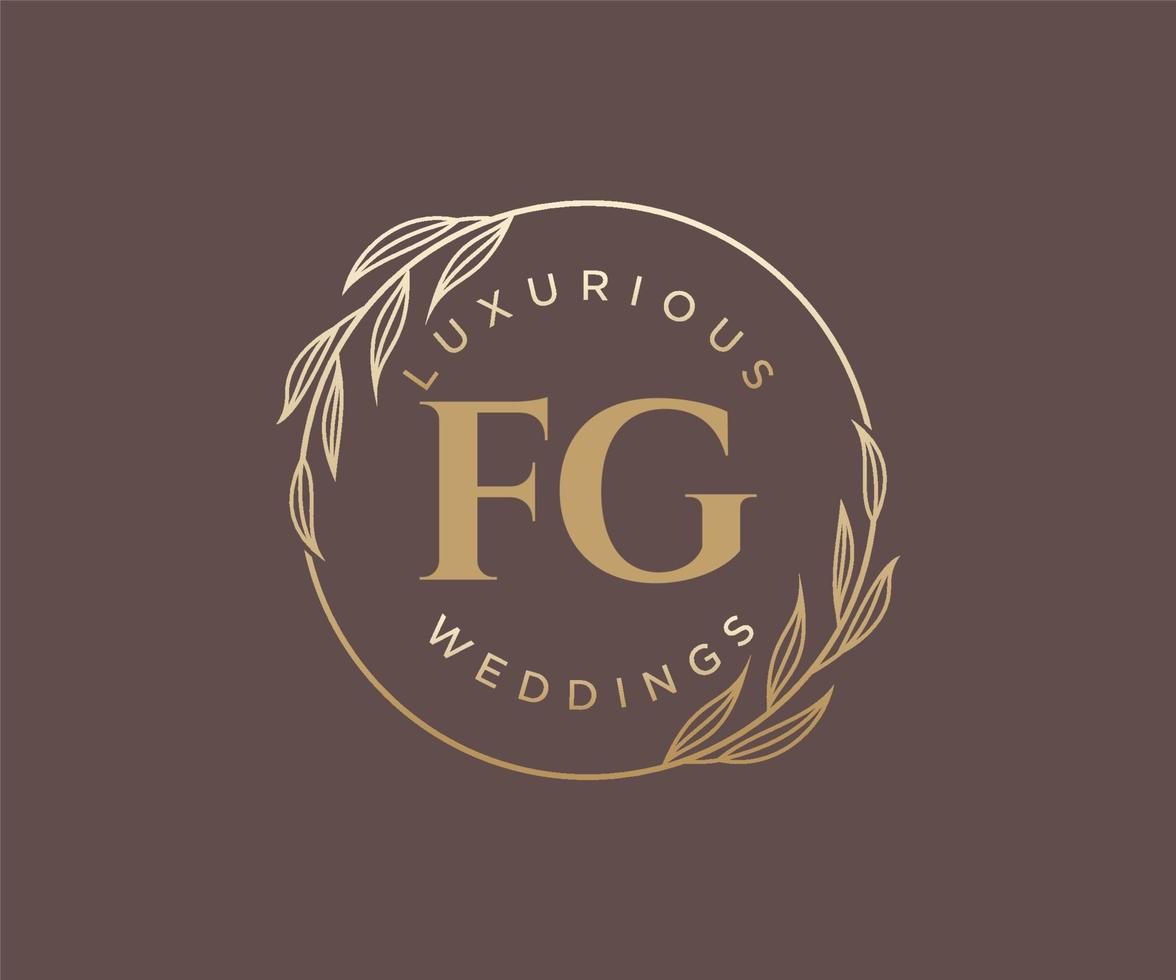 fg initialen brief bruiloft monogram logos sjabloon, hand- getrokken modern minimalistisch en bloemen Sjablonen voor uitnodiging kaarten, opslaan de datum, elegant identiteit. vector