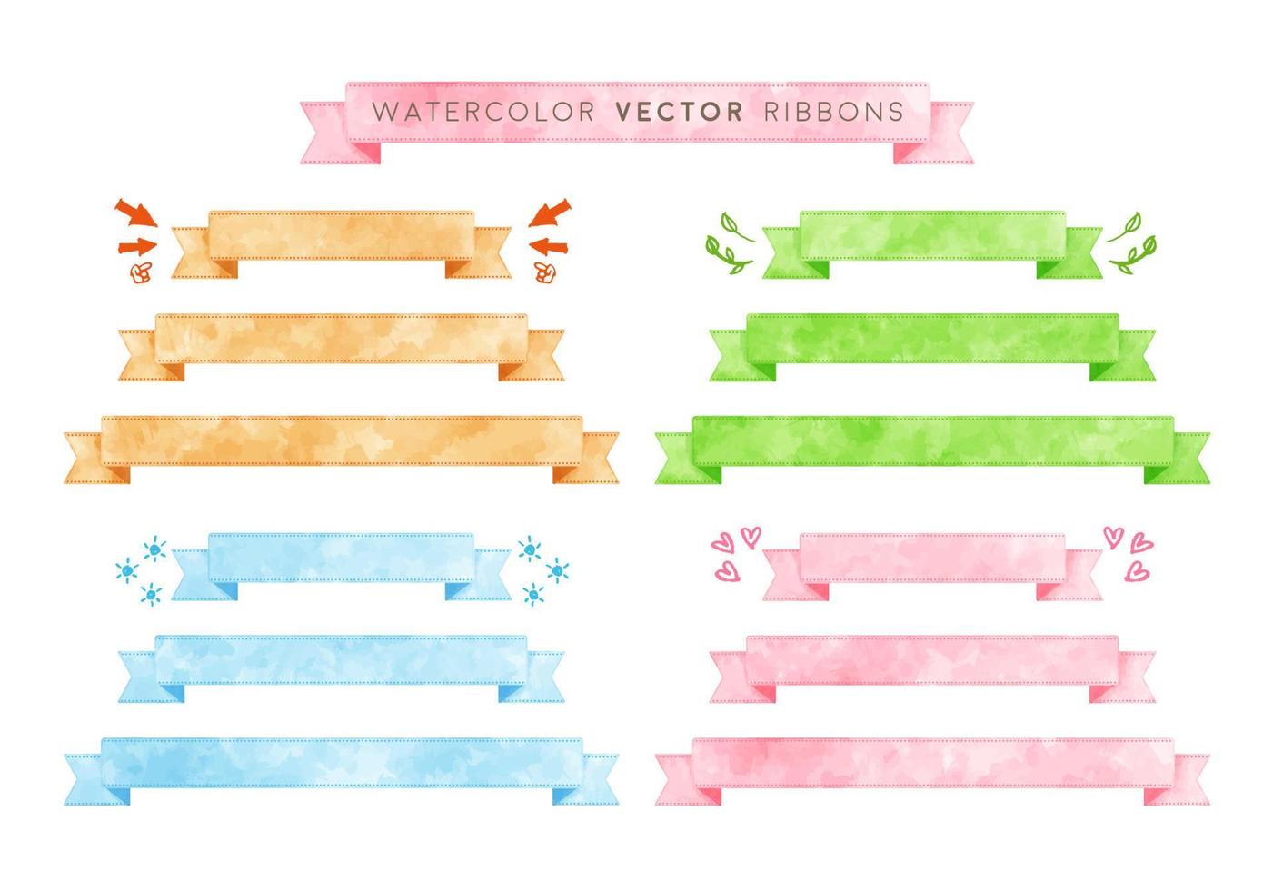 vector kleurrijk waterverf lint reeks