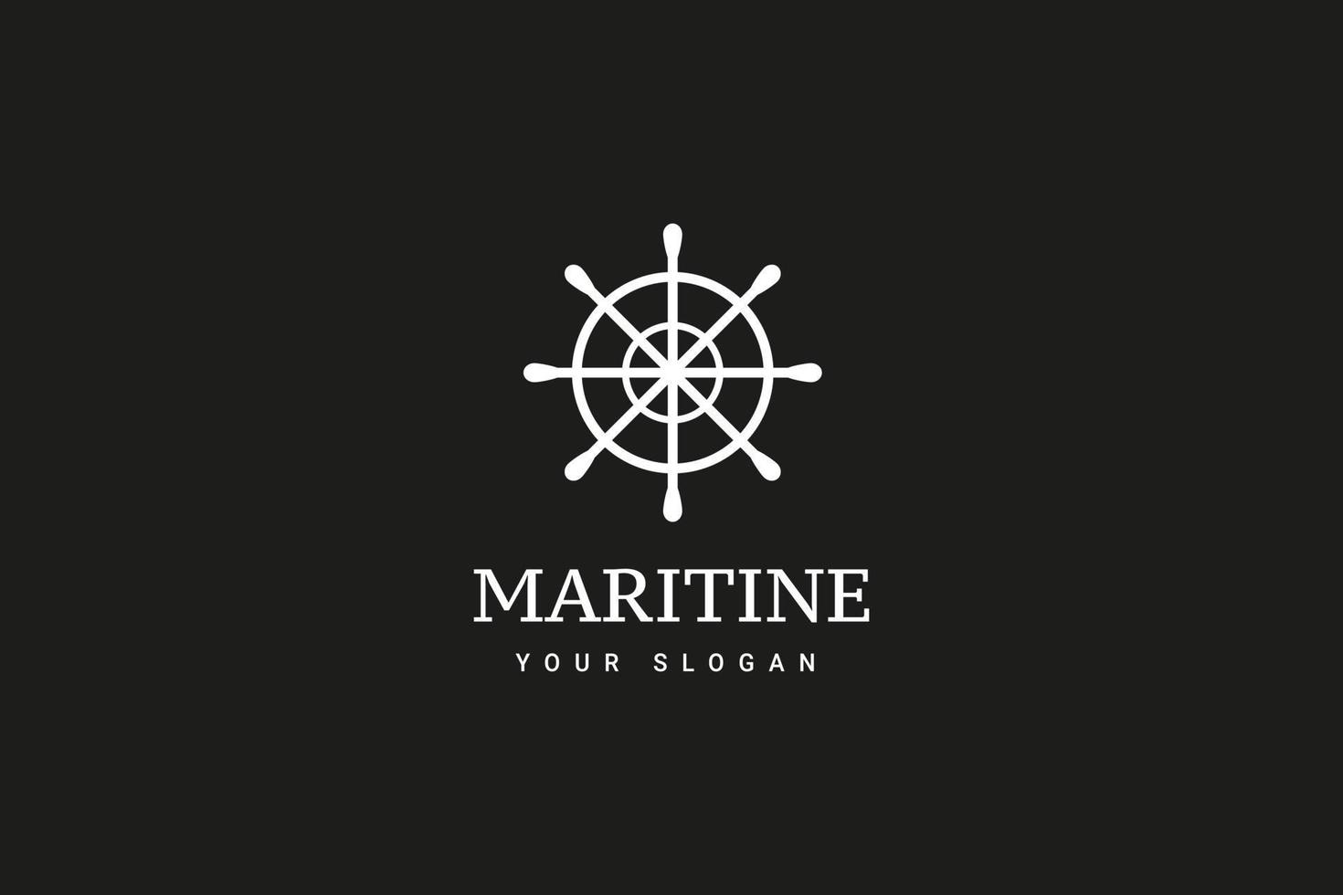 schip en boot roer stuurwiel op het golfwater oceaan logo-symbool vector