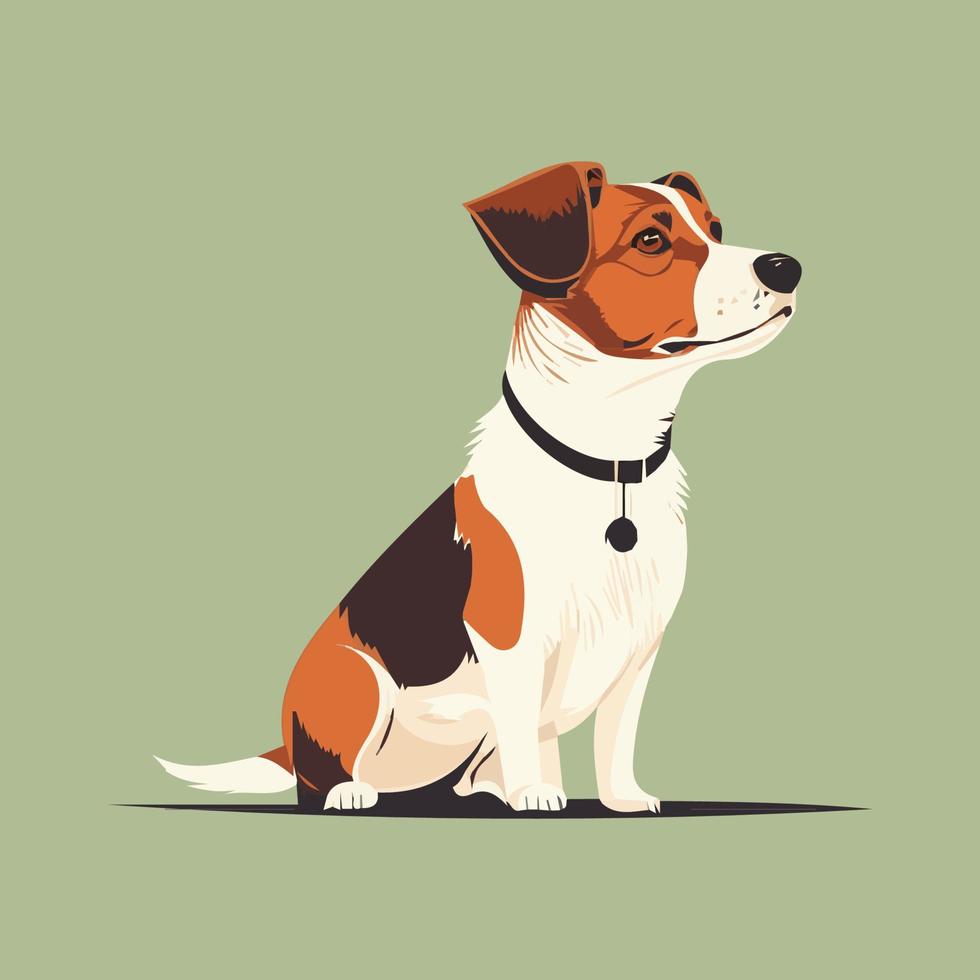 schattig zittend hond Aan land- concept vlak vector illustratie. zittend hond vector illustratie.