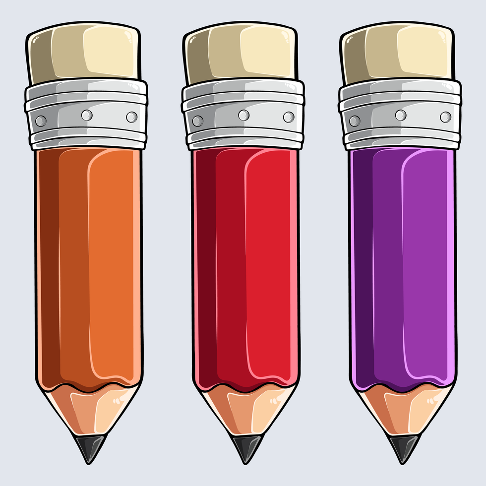 kleurpotloden - set van drie kleurpotloden vector