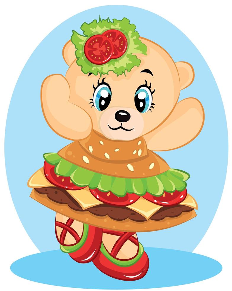 beren dragen een jurk van een hamburger vector
