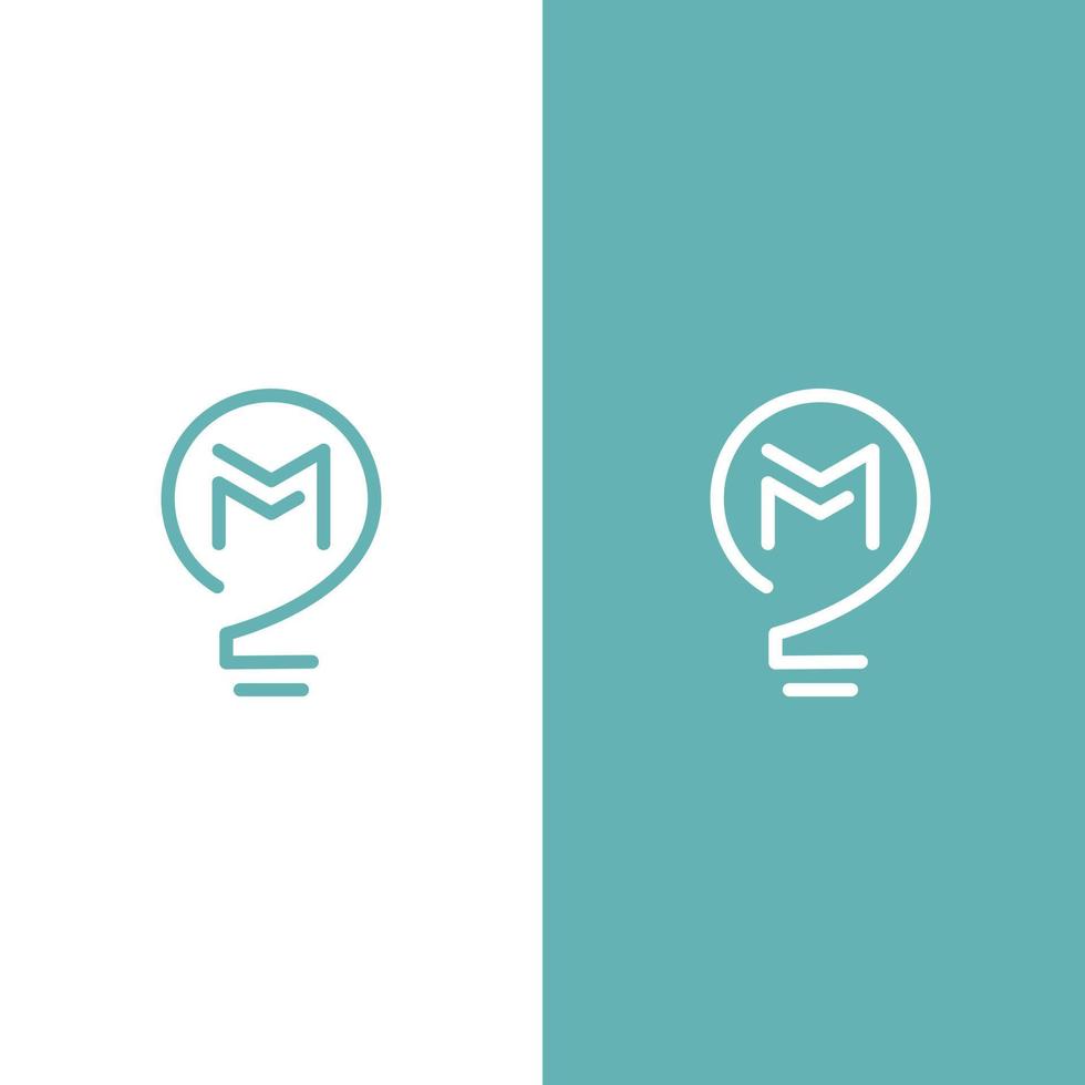 brief m en lamp logo vector, idee logo inspiratie vector