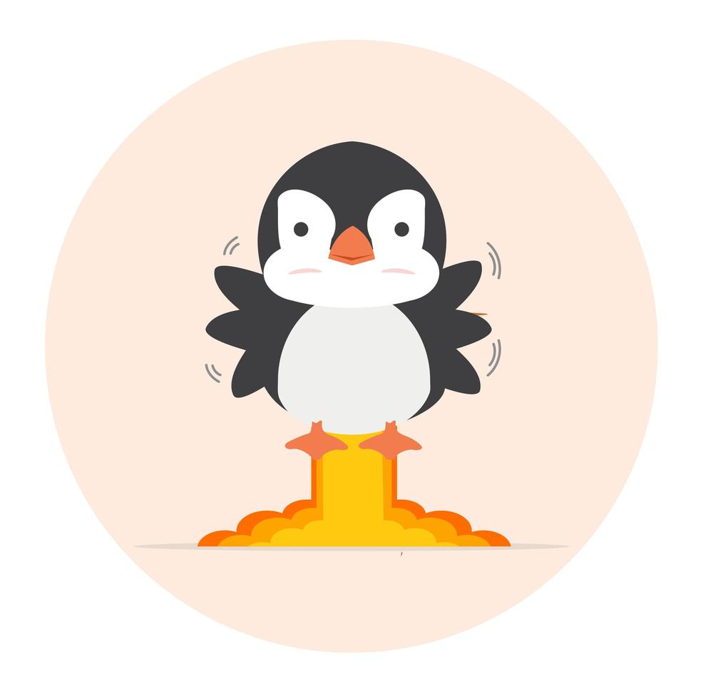 cartoon schattige pinguïn als een raket vector