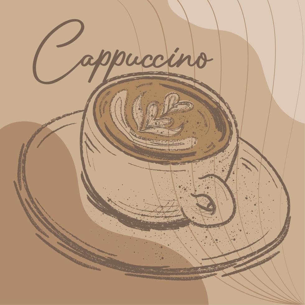 schetsen van een capuccino mok vector