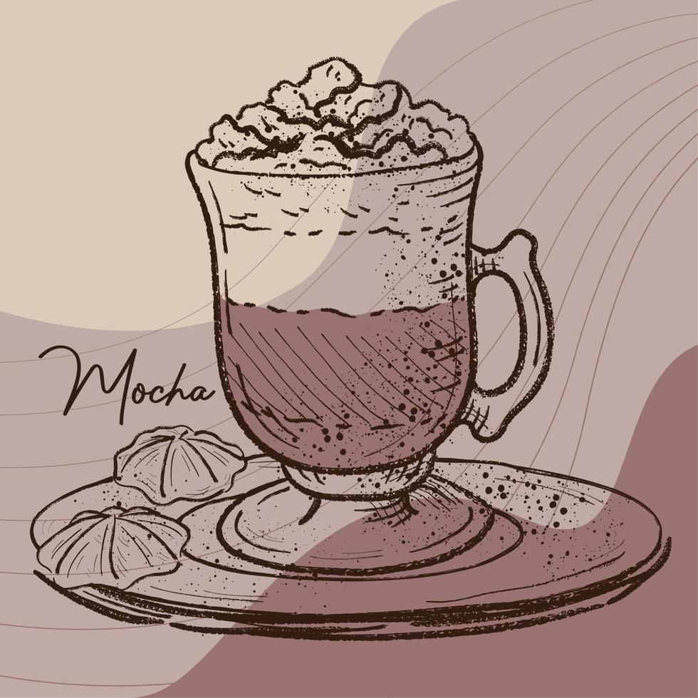 schetsen van een mokka koffie vector