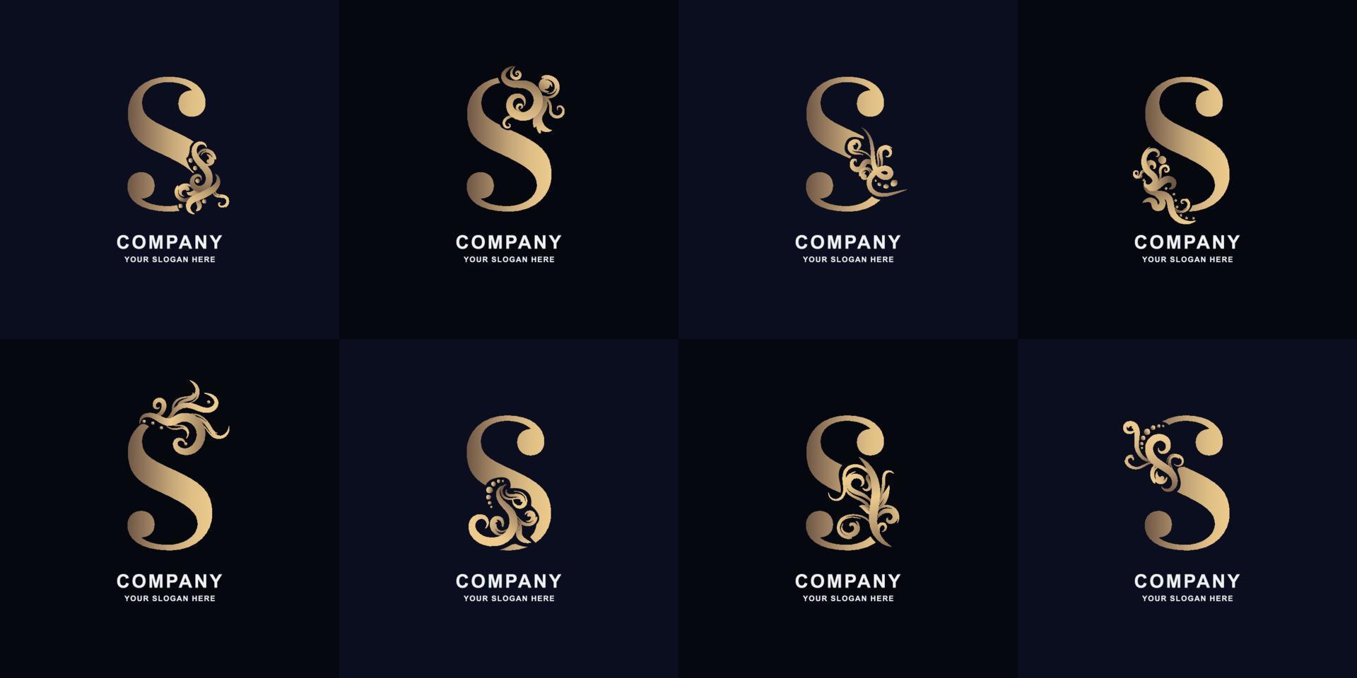 verzameling brief s logo met luxe ornament ontwerp vector