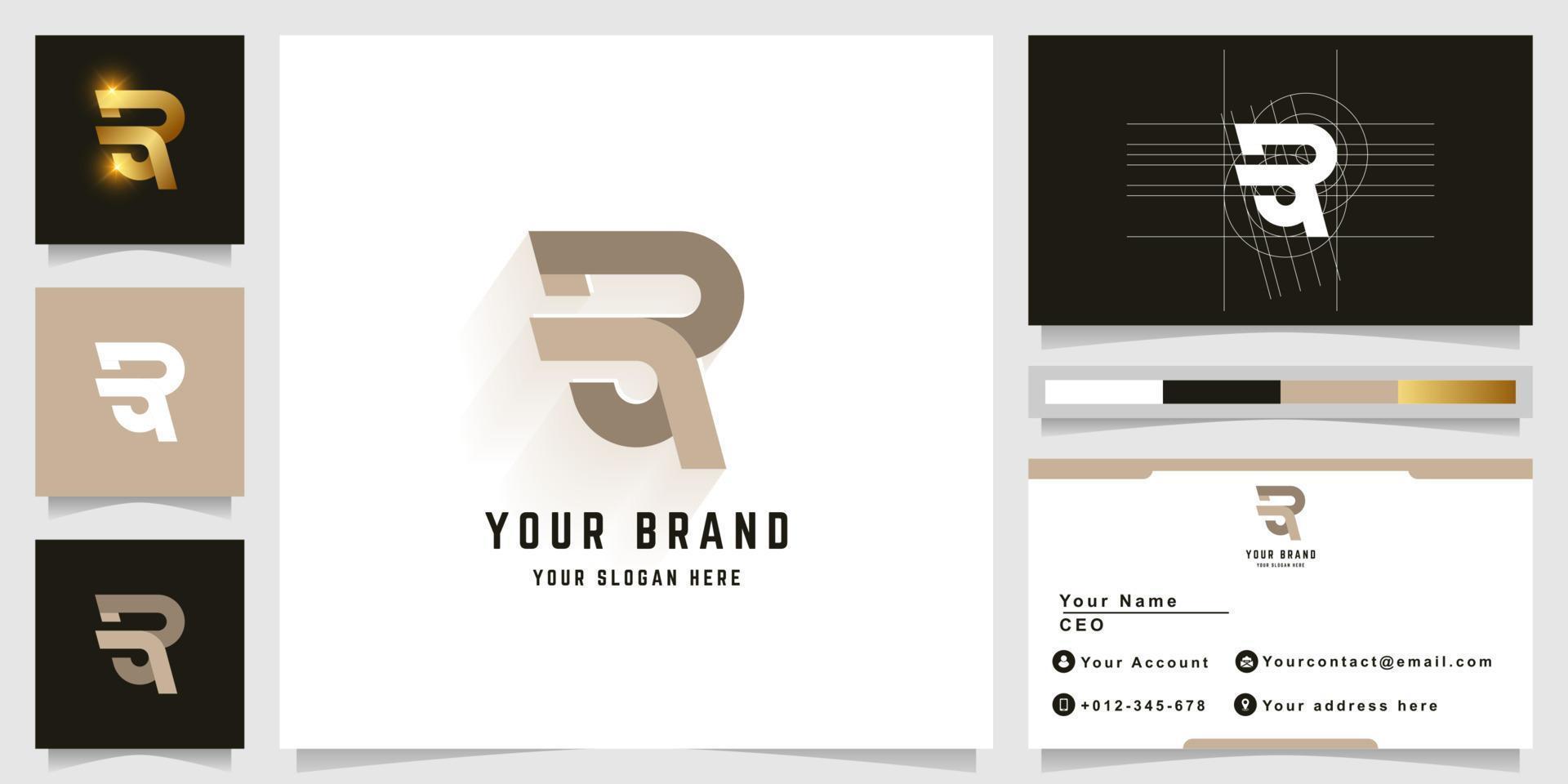 brief bq of br monogram logo met bedrijf kaart ontwerp vector