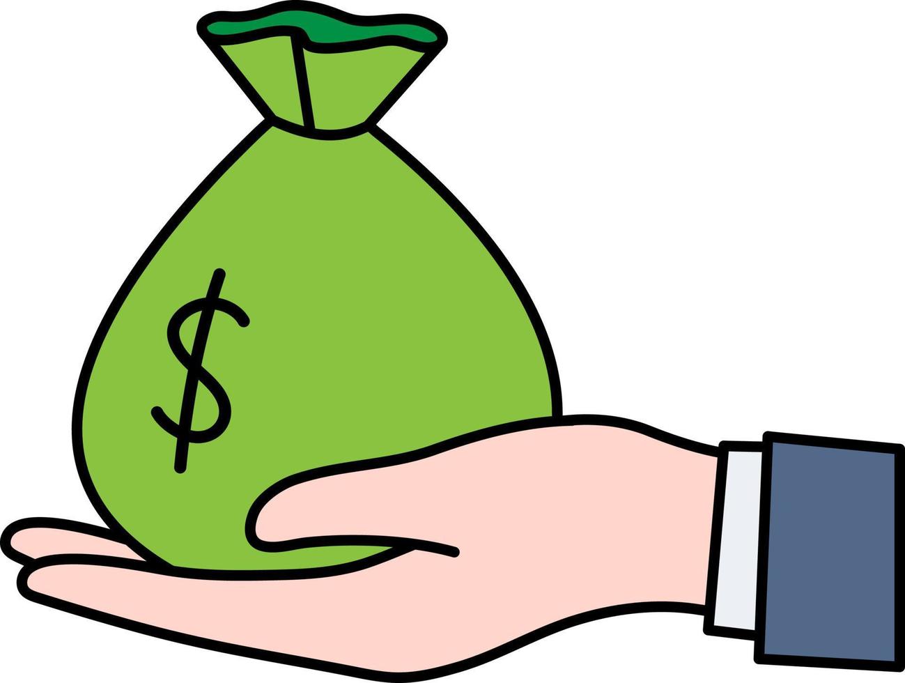 geld zak winst hand- financieel bedrijf contant geld handel element illustratie gekleurde schets vector