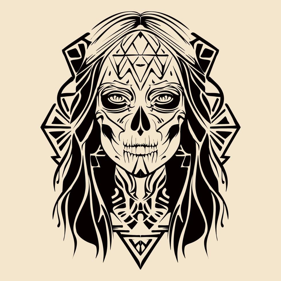 Indisch krijger meisje tribal illustratie vector