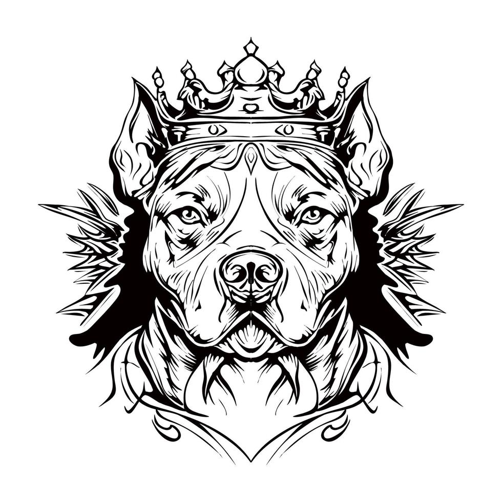 boos pitbull silhouet tekening vector