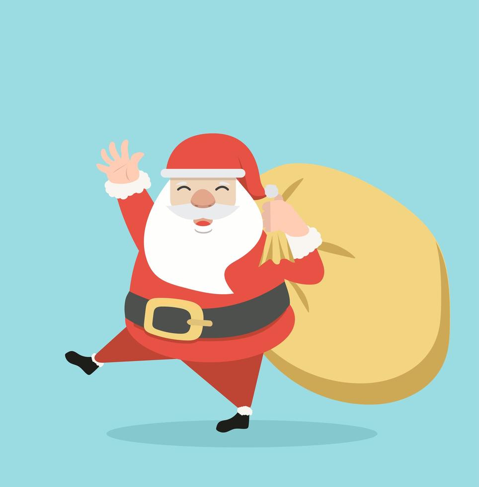 grappige kerstman met tas vectorillustratie vector