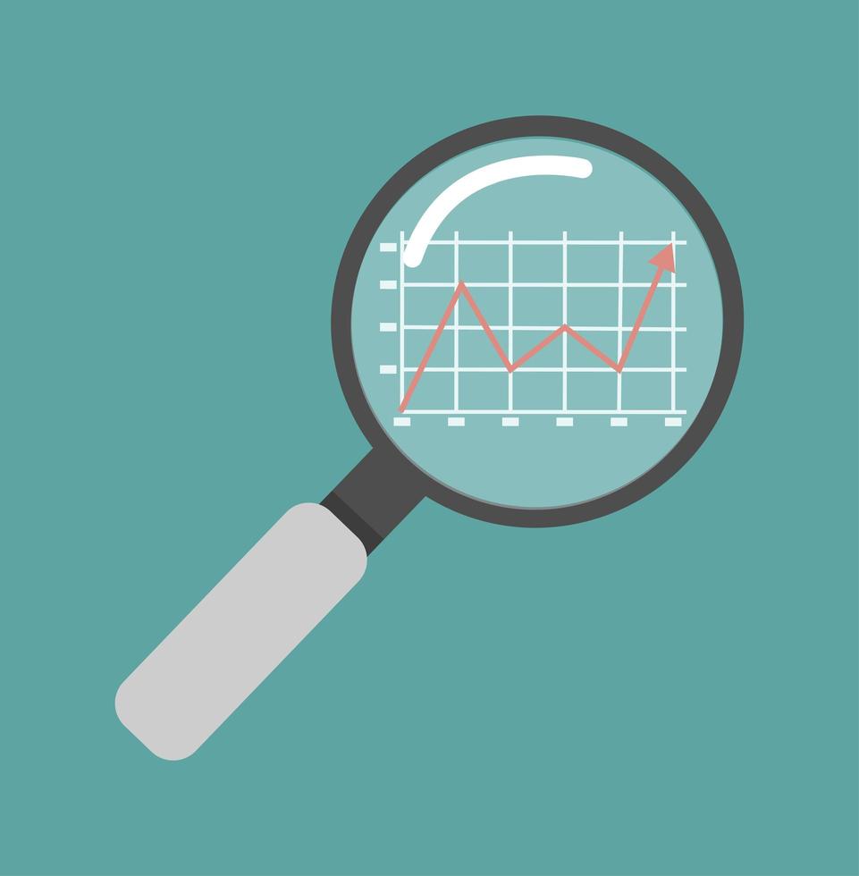 vergrootglas data-analyse omzetgroei vector