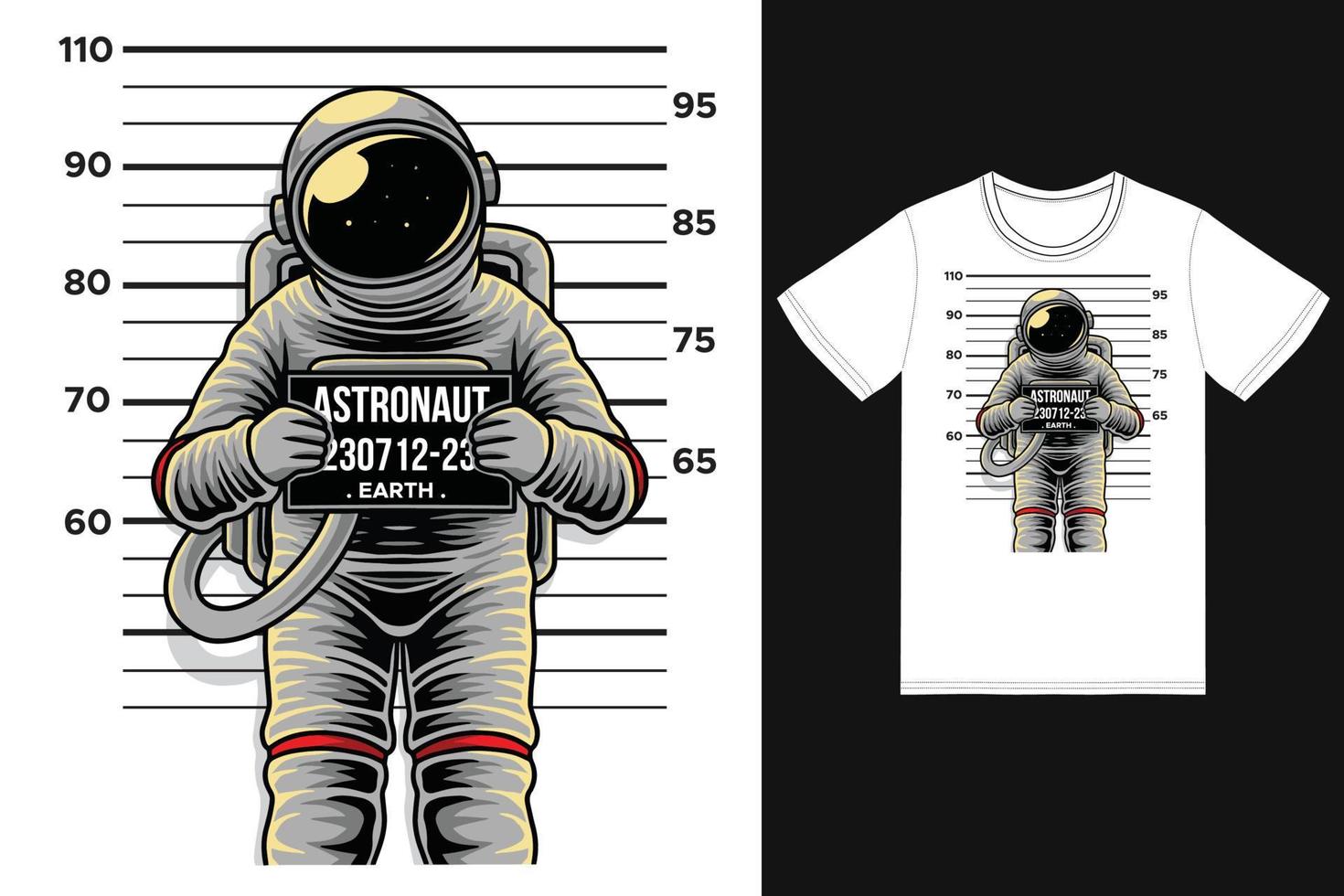 slecht astronaut illustratie met t-shirt ontwerp premie vector