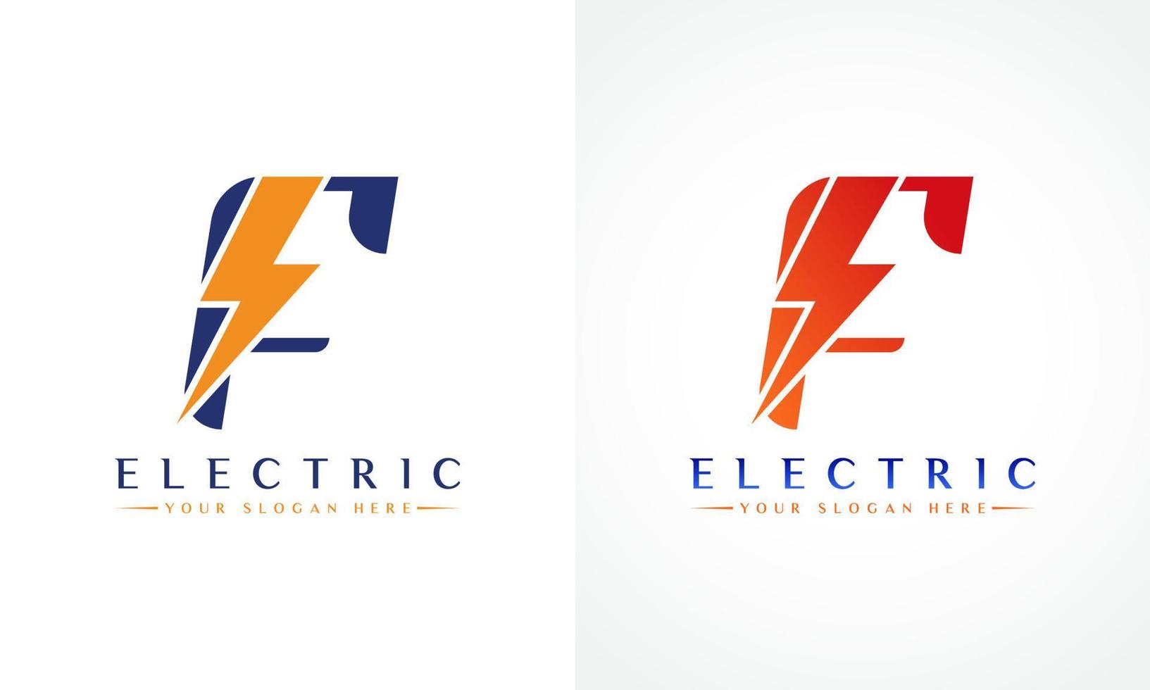f brief logo met bliksem donder bout vector ontwerp. elektrisch bout brief f logo vector illustratie.
