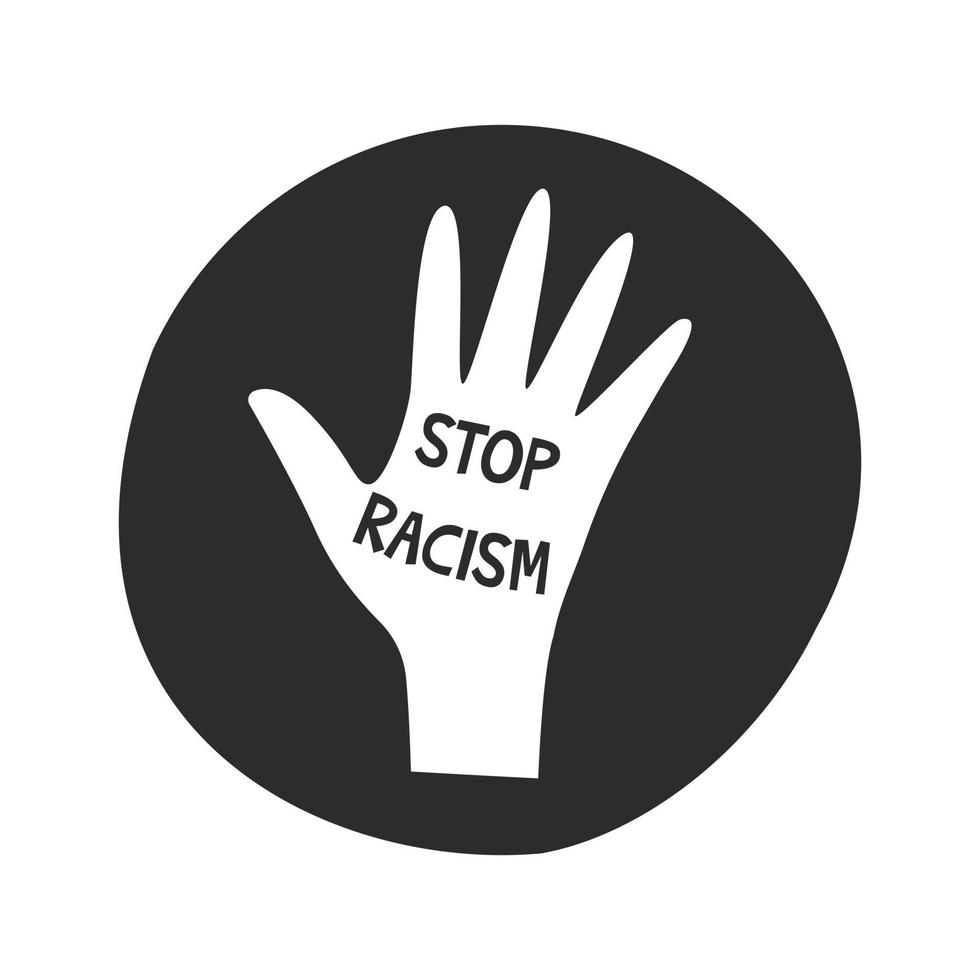 opschrift hou op racisme in de palm van een persoon vector