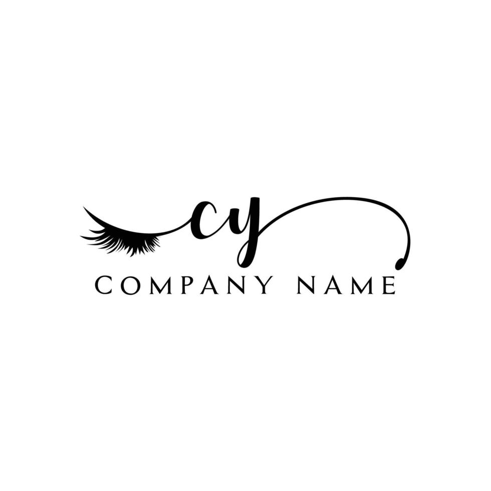 eerste cy logo handschrift schoonheid salon mode modern luxe brief vector