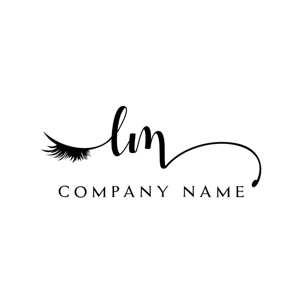 eerste lm logo handschrift schoonheid salon mode modern luxe brief vector