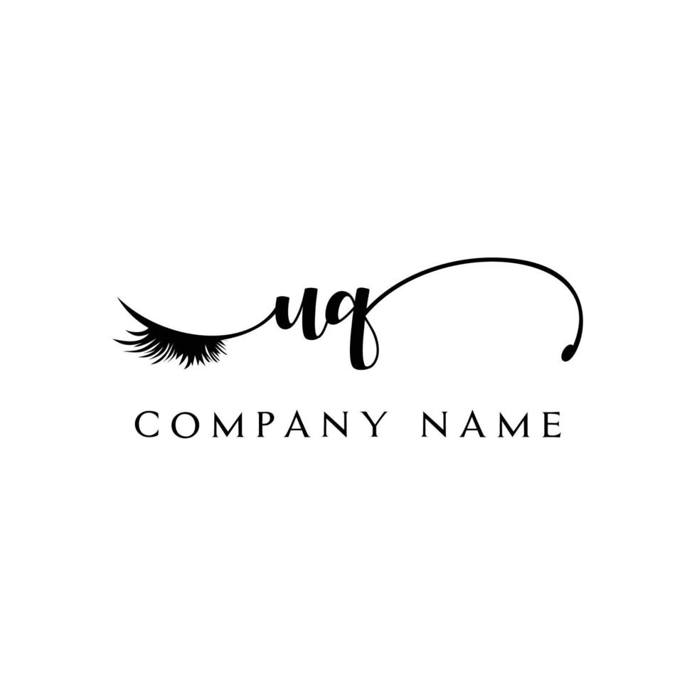 eerste uq logo handschrift schoonheid salon mode modern luxe brief vector