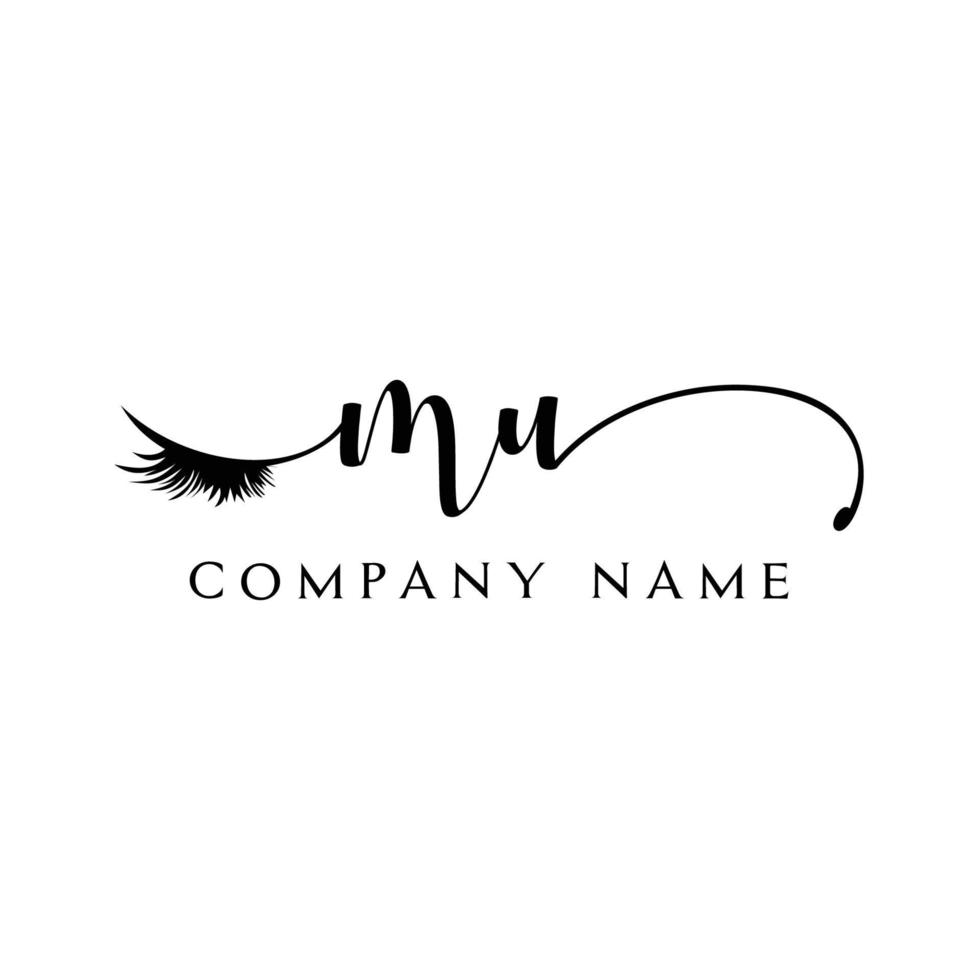 eerste mu logo handschrift schoonheid salon mode modern luxe brief vector
