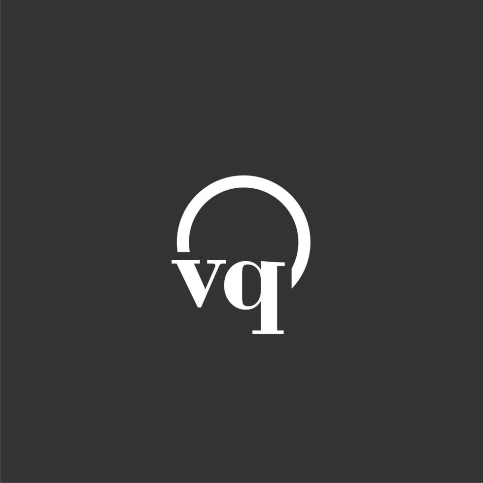 vq eerste monogram logo met creatief cirkel lijn ontwerp vector