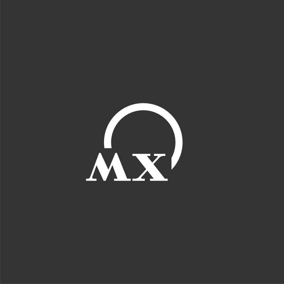 mx eerste monogram logo met creatief cirkel lijn ontwerp vector