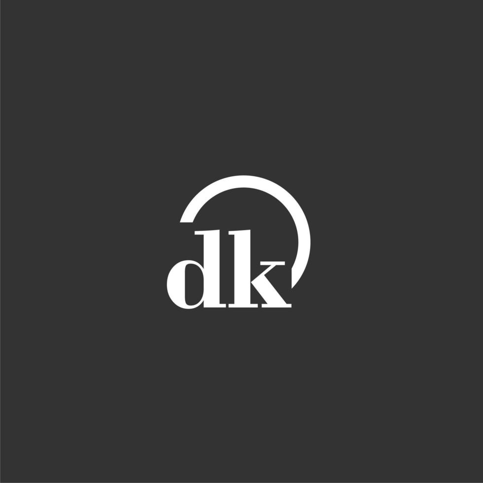 dk eerste monogram logo met creatief cirkel lijn ontwerp vector