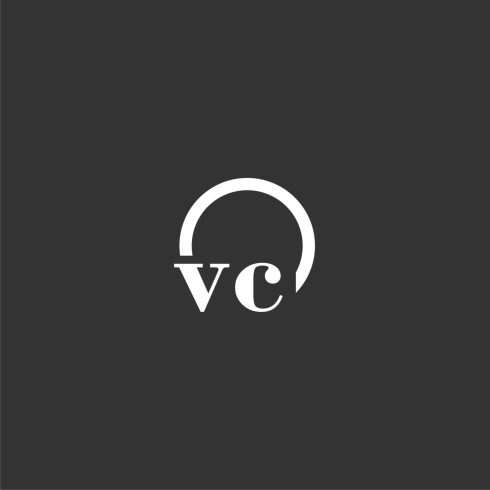 vc eerste monogram logo met creatief cirkel lijn ontwerp vector