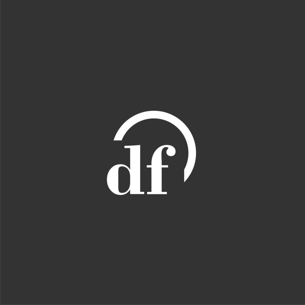 df eerste monogram logo met creatief cirkel lijn ontwerp vector