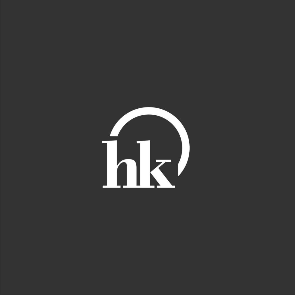 hk eerste monogram logo met creatief cirkel lijn ontwerp vector