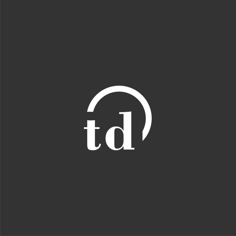 td eerste monogram logo met creatief cirkel lijn ontwerp vector