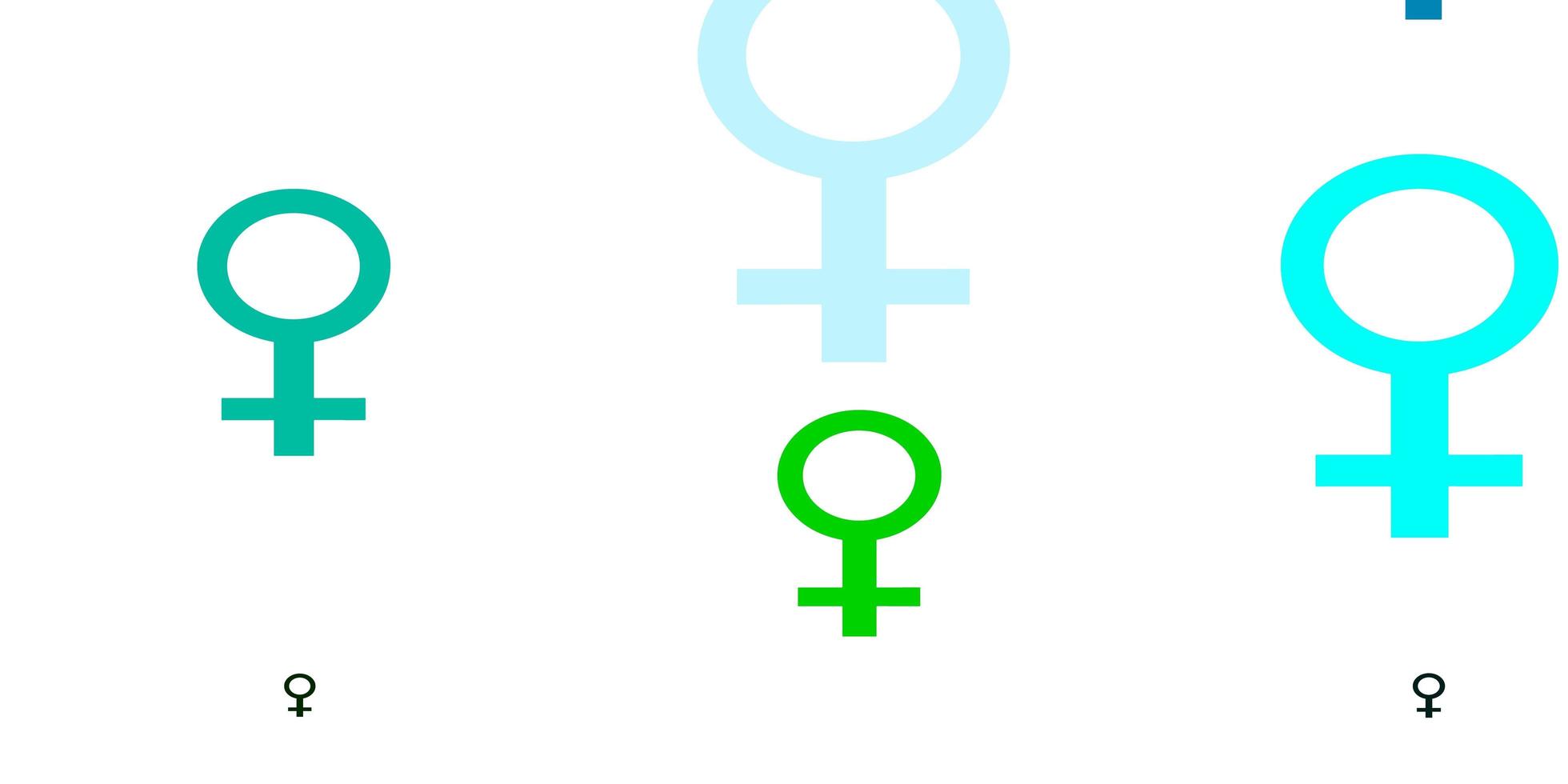 lichtblauwe, groene vectortextuur met symbolen voor vrouwenrechten. vector