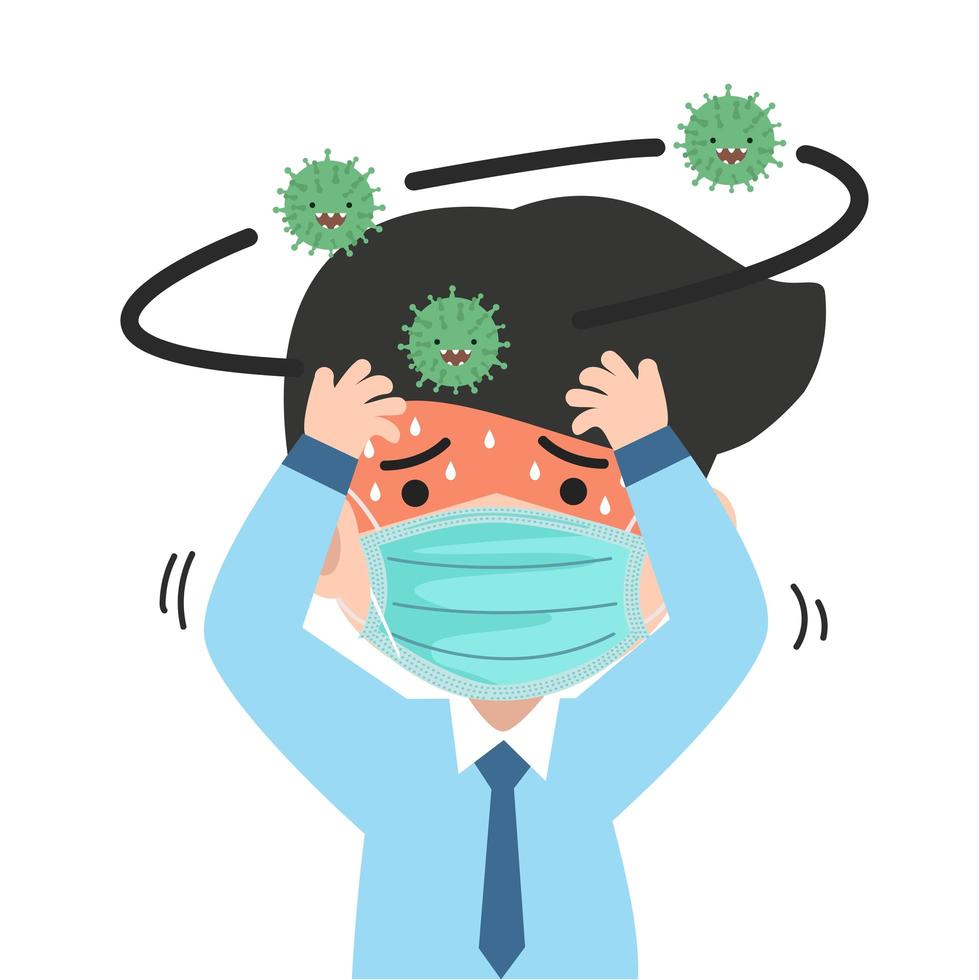 zakenman met covid-19 coronavirus-symptomen vector