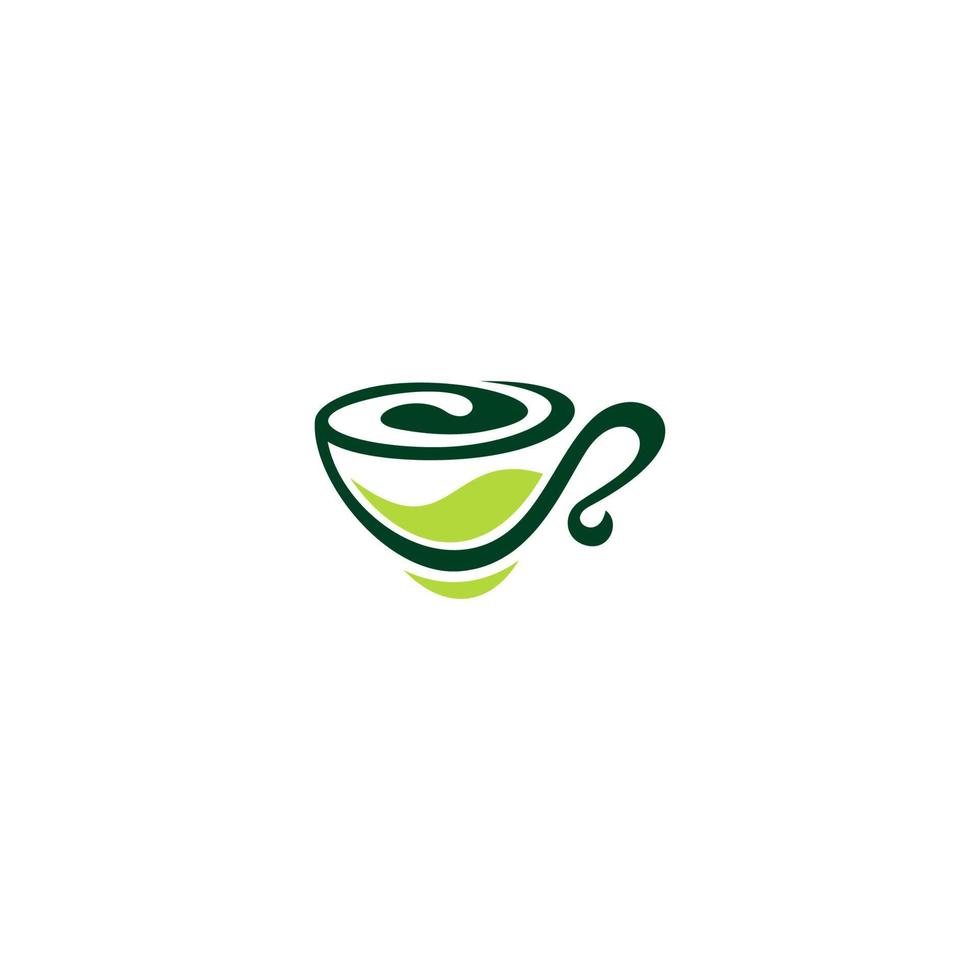 groen koffie logo ontwerp, koffie kop logo vector