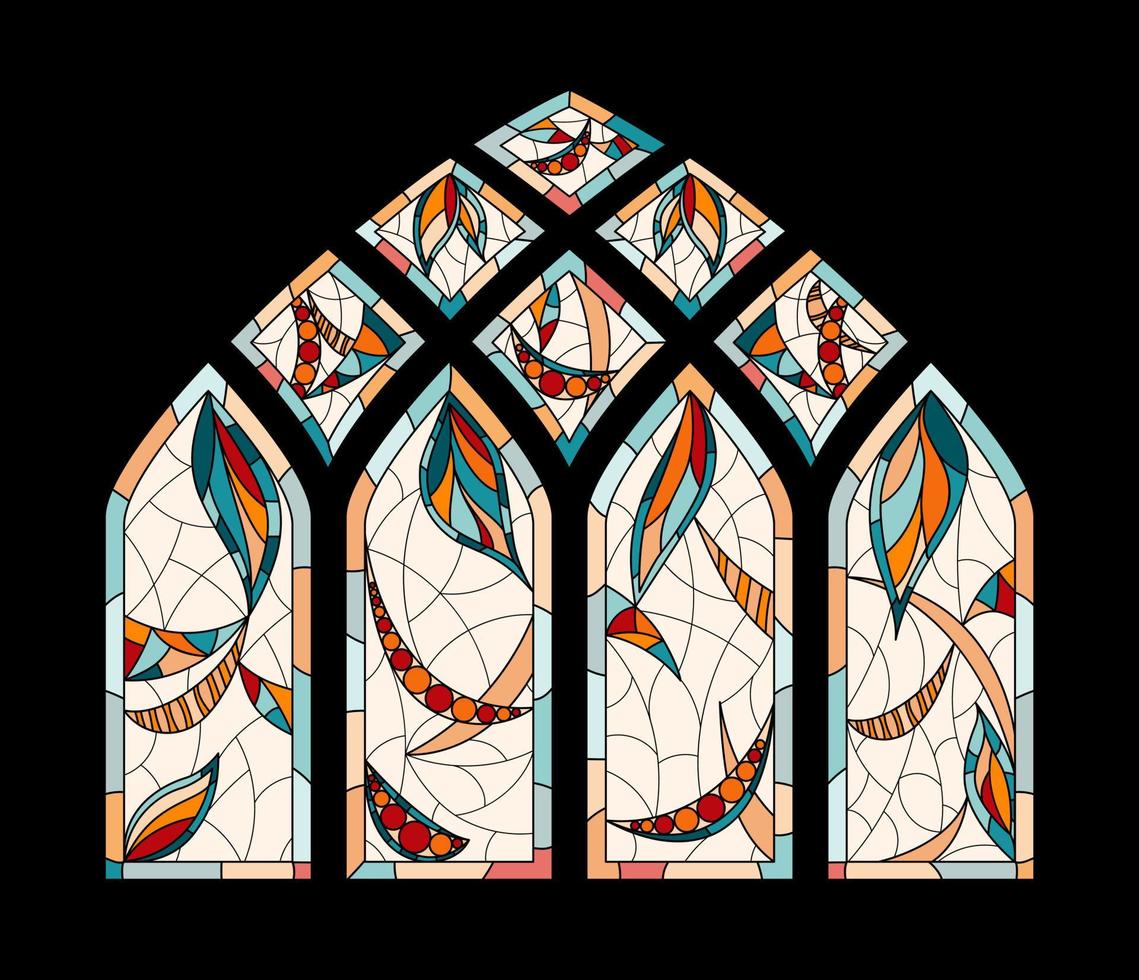gebrandschilderd glas ramen in een kerk. vector