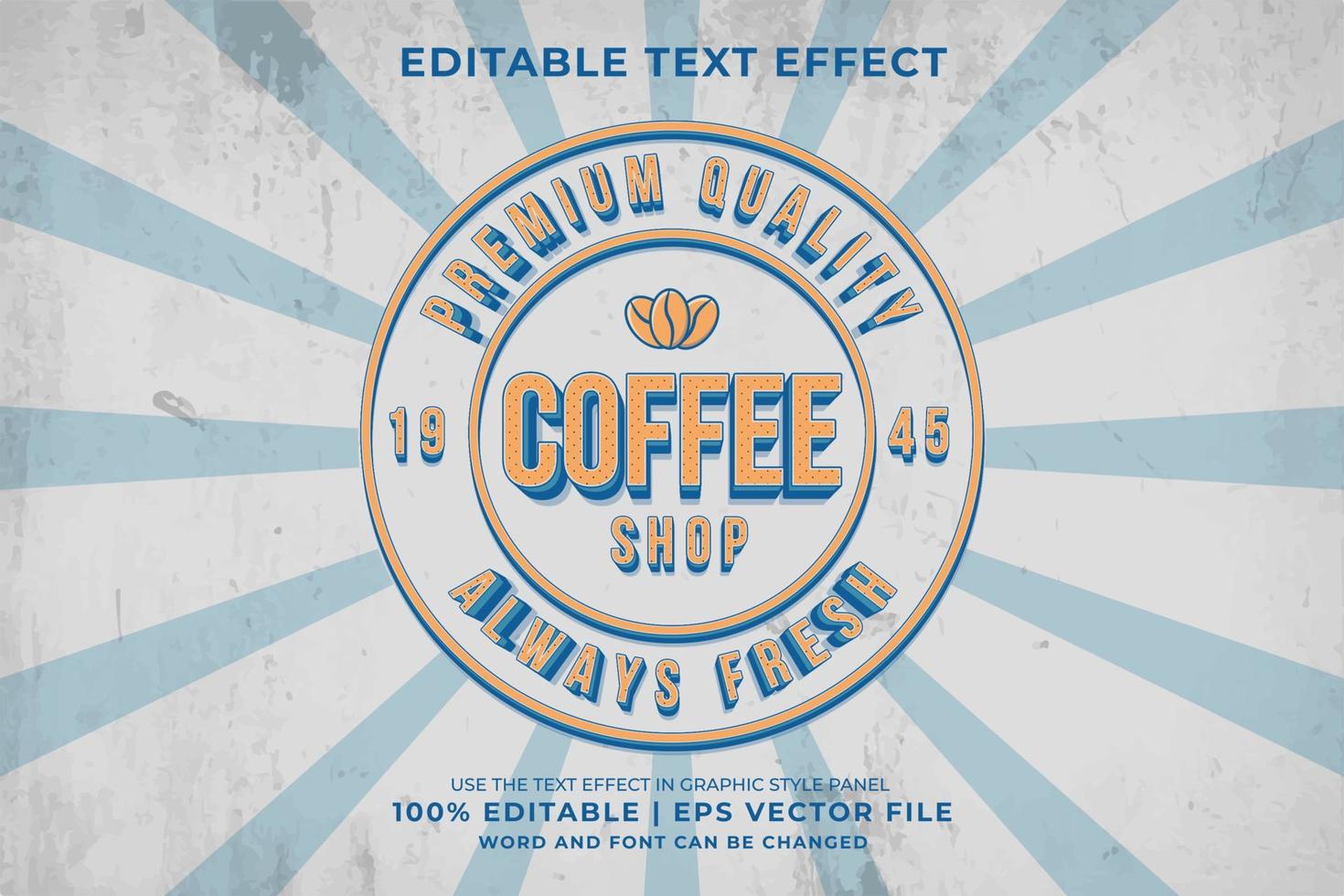 bewerkbare tekst effect - koffie winkel wijnoogst sjabloon stijl premie vector